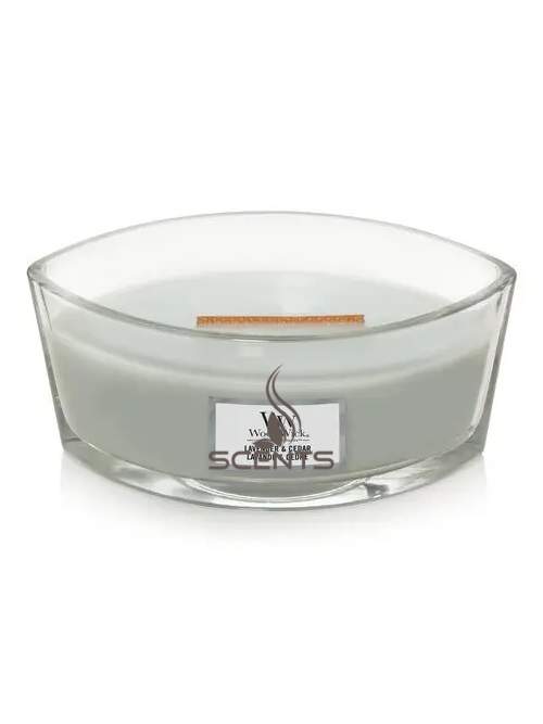 Woodwick Lavender Cedar свеча ароматическая Лаванда и Кедр Ellipse